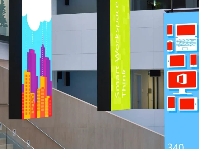 LED Video Walls als Digital Signage Chandeliers bei Microsoft in München_Installation Pro Video GmbH